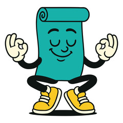 Zen Yoga Mat Character Meditating Calmly