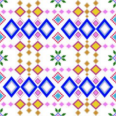 Geometric Diamond Mosaic with Colorful Symmetric Elements
