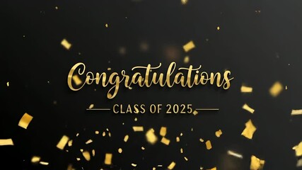 Elegant graduation greeting card with gold calligraphy text "Congratulations Class of 2025"