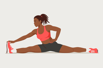 Stretching exercise by woman in fitness setting