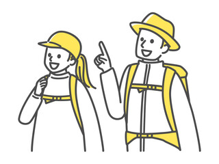 simple illustration of people going camping