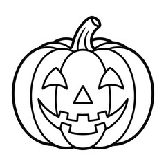 Simple Jack O Lantern Outline Illustration for Coloring Pages and Halloween