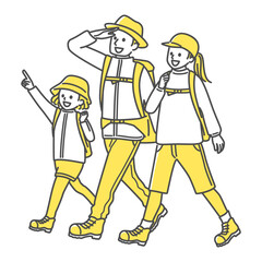 simple illustration of people going camping