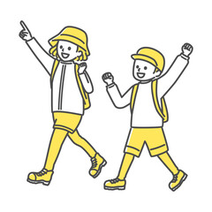 simple illustration of people going camping
