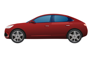 Fototapeta premium sleek dark red sedan side profile