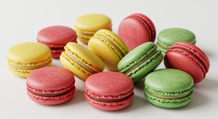 Obraz premium Photo of Colorful Macarons Isolated on White Background Delicious Pastry