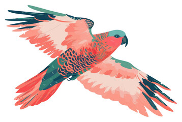 Obraz premium PNG Kea bird flat illustration animal parrot flying.