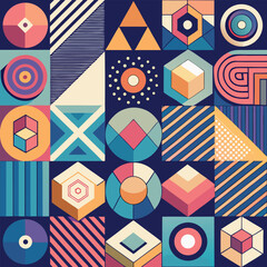 Obraz premium Modern Geometric Patterns & Abstract Shapes Vector Bundle for Backgrounds, Branding & Digital Design