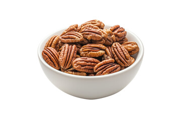 Fototapeta premium Bowl of pecan nuts isolated on transparent background