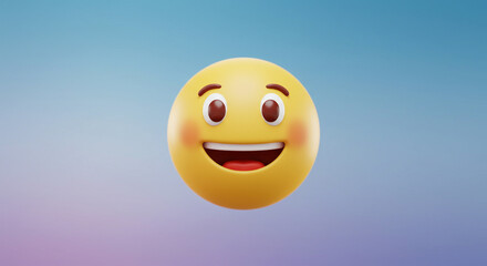 Naklejka premium Delightful 3D Render of a Smiling Emoji with Rosy Cheeks, Perfect for Social Media, Websites, and App Design. High quality professional stock photo suitable for commercial use.