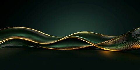 Abstract flowing waves of emerald and gold
