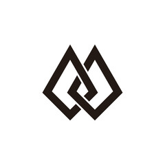 letter m linked overlap line grunge logo vector