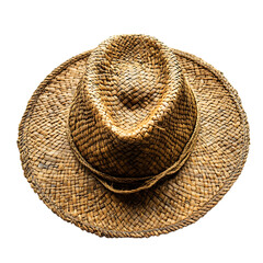 Organic Straw Hat with a Roughly Woven Finish Isolated on Transparent Background