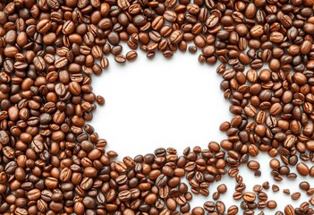 Intricate coffee bean collage forming abstract shapes and patterns,  texture,  graphic