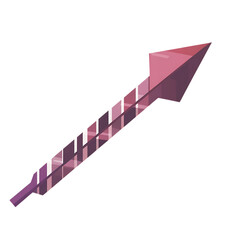 Contemporary Arrow with Clear Vector Lines in Rich Isolated on Transparent Background