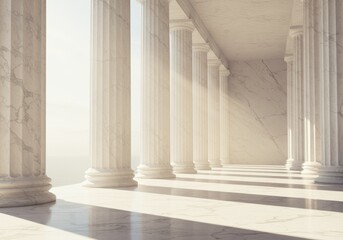 Photo of Elegant White Columns Architecture With Shadows and Sunlight