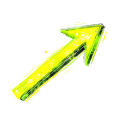 Vibrant Arrow with Digital Typography Accents in El Isolated on Transparent Background