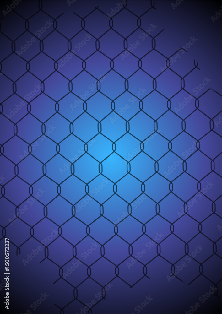 Poster abstract blue background with seamless metallic grid security mesh pattern