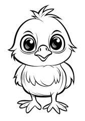 Obraz premium Chicken coloring page for kids.