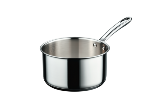 Stainless steel sauce pan isolated on transparent background