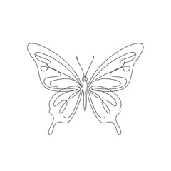 Elegant Butterfly: Continuous Line Art Vector