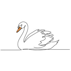 Elegant Swan - Continuous Line Art Illustration
