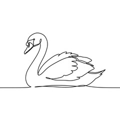 Elegant Swan - Continuous Line Art Illustration