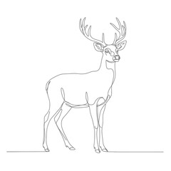 Elegant Deer Continuous Line Art Illustration