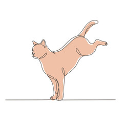 Elegant Feline: Single Line Art of a Cat Stretching