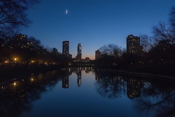 Fototapeta premium City park at twilight