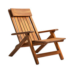 Contemporary Reclining Wooden Beach Chair Isolated on Transparent Background