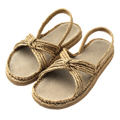 Classic Espadrille Inspired Sandals with a Natural Knot Isolated on Transparent Background