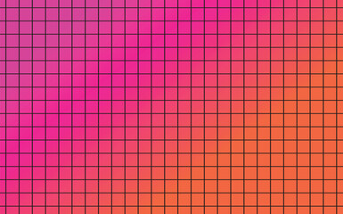 Pink yellow Gradient Grid Background, Digital Blueprint Style with Black Lines and Center Glow, vector grid line background, video background	