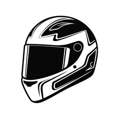 Fototapeta premium Black and White Graphic Illustration of a Motorcycle Racing Helmet Design