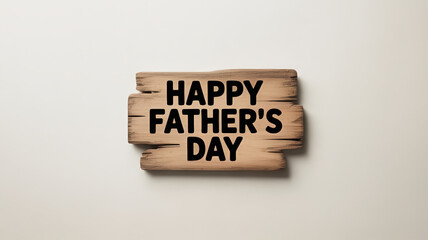 Naklejka premium Happy Father's Day Message on Weathered Wooden Plank Sign on Off-White Background