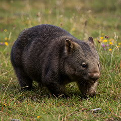Adorable Common Wombat in Wild Habitat