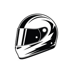 Naklejka premium Black and White Racing Helmet Graphic Design