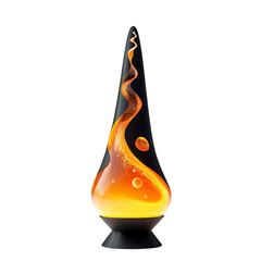 A Glowing Lava Lamp Arrow with Swirling Wax Blobs Isolated on Transparent Background
