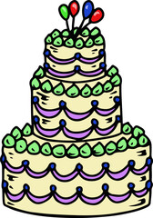 Cartoon Three-Tier Birthday Cake