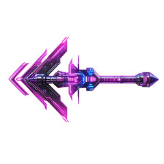 Futuristic Arrow with Innovative Details in Neon PU Isolated on Transparent Background