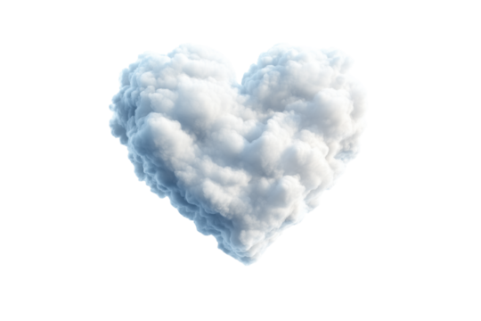 Cloud heart shape isolated on transparent background