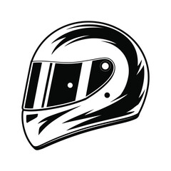 Black and White Racing Helmet Illustration for Motorsports and Safety Gear