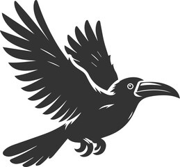 Vector bird toucan black drawing silhouette