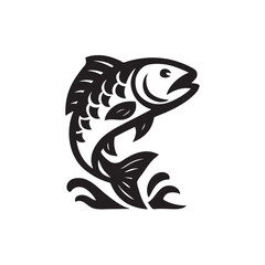 jumping fish icon vector