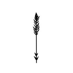 Minimal Arrow with Delicate Linework in Jet Black Isolated on Transparent Background