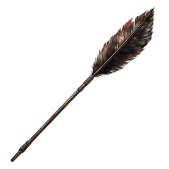 A Feathered Arrow with Bird Plumage Textu Isolated on Transparent Background