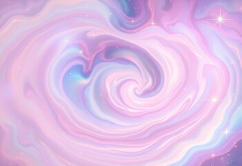 Whimsical pastel nebula swirls with iridescent stars and soft glowing light, painting, magical