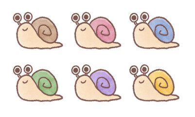 カラフルな殻のカタツムリのイラスト