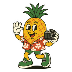 Smiling Pineapple Tourist Holding Camera
