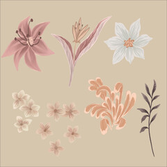 Floral flowers watercolor seamless pattern design drawing brush wedding botanical